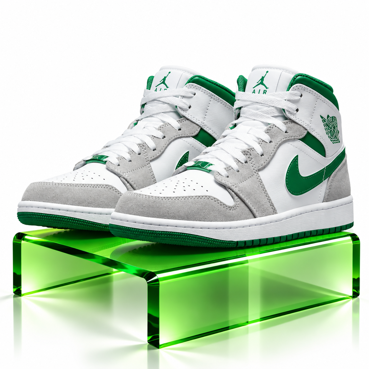 Air Jordan 1 Mid “Grey / Pine Green” (GS) Sneakers