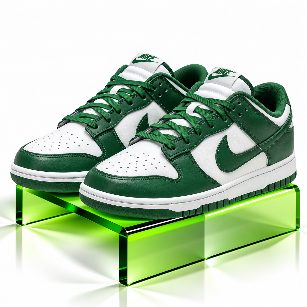 Nike Dunk Low Retro “Michigan State Green” Leather Sneakers
