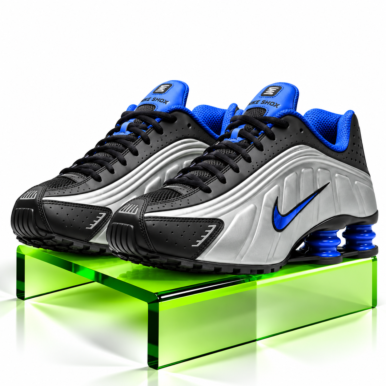 Nike Shox R4 “Metallic Silver / Psychic Blue” Sneakers